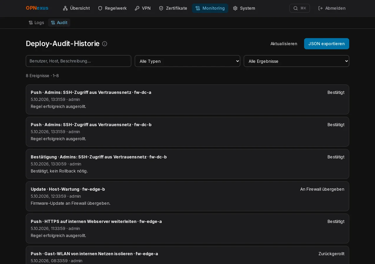 Audit – Lückenloser Deploy-Verlauf.