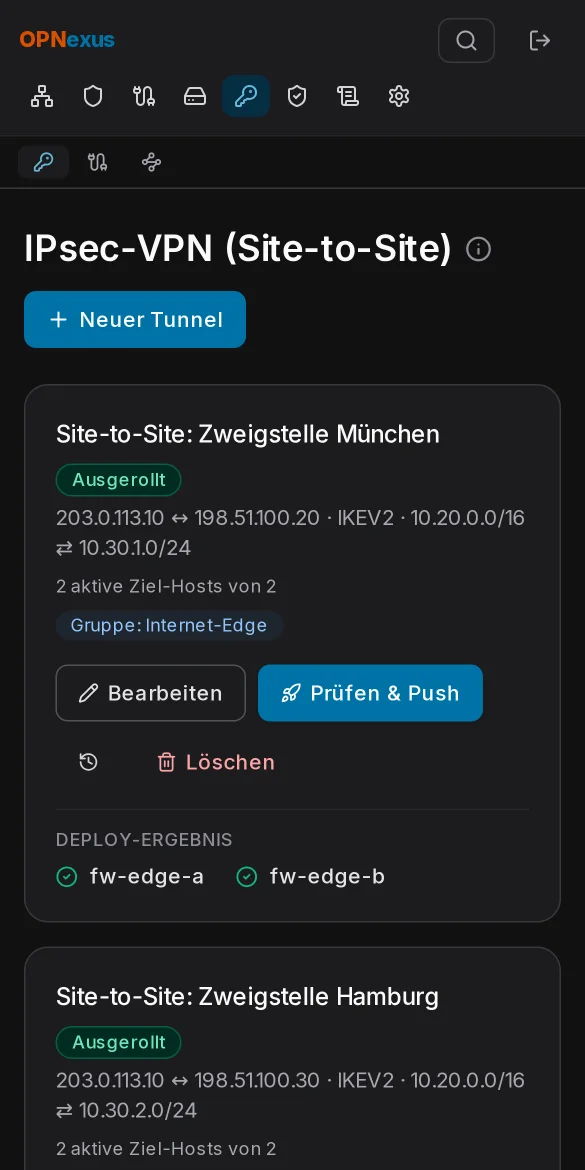 IPsec Site-to-Site-Tunnel zu zwei Zweigstellen