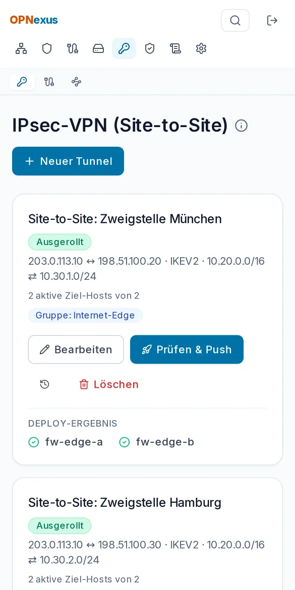IPsec Site-to-Site-Tunnel zu zwei Zweigstellen
