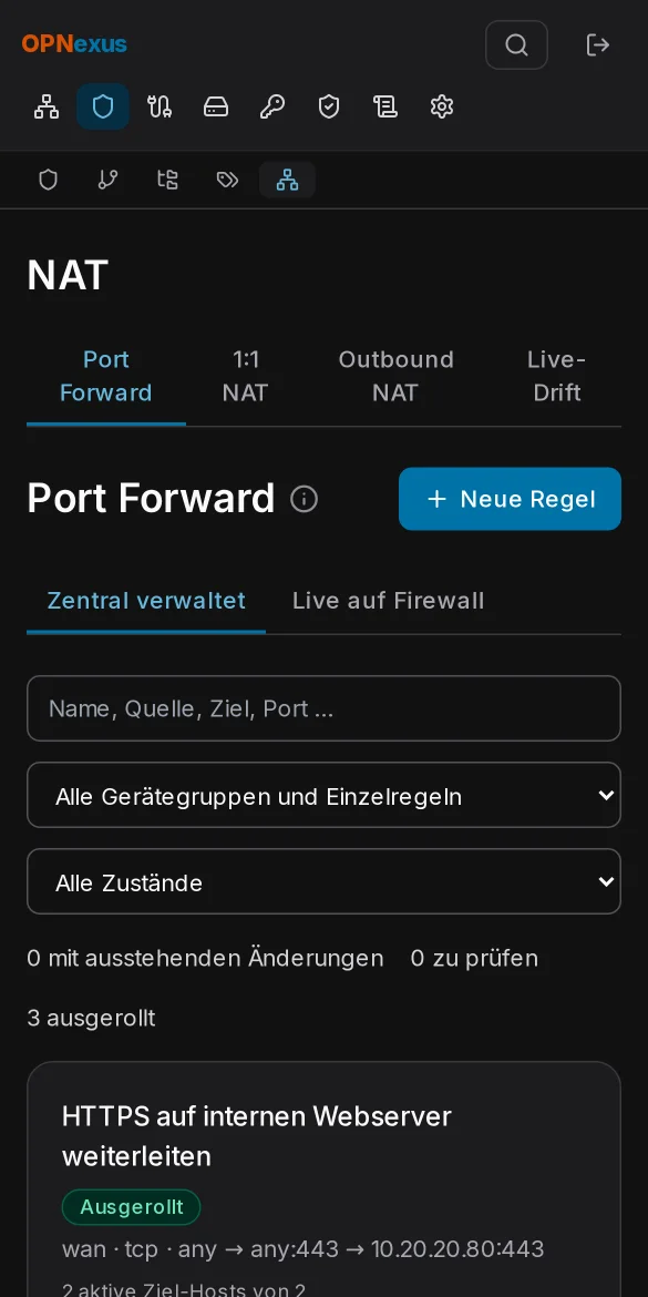 NAT-Verwaltung mit Port-Forward, 1:1-NAT und Outbound-NAT