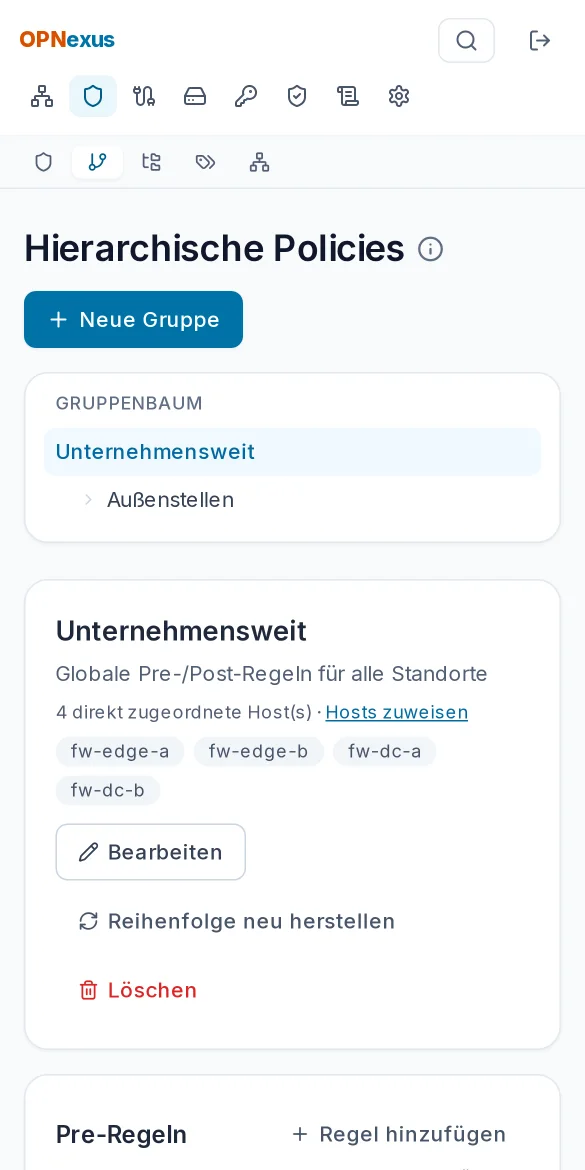 Hierarchische Policies mit vererbten Pre- und Post-Regeln
