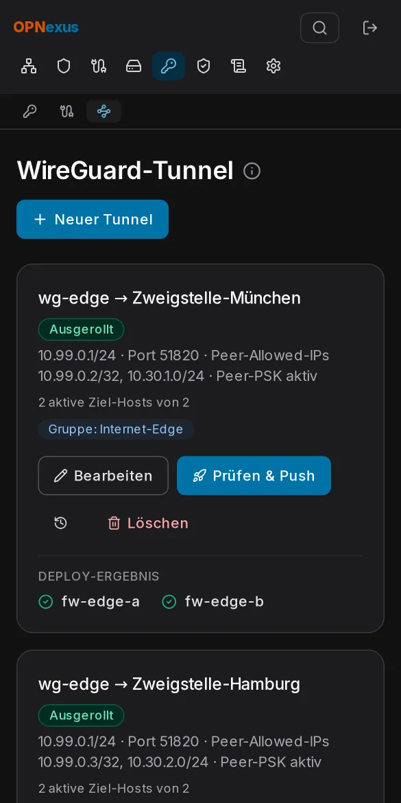WireGuard-Tunnel mit Peers
