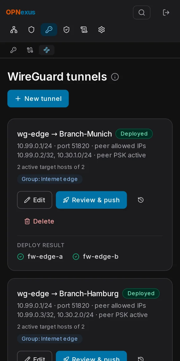 WireGuard tunnels with peers